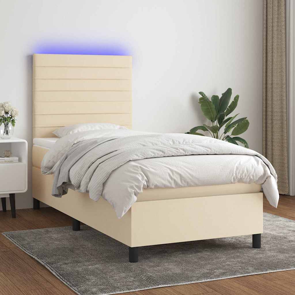 vidaXL Boxspring met matras en LED stof donkergrijs 100x200 cm