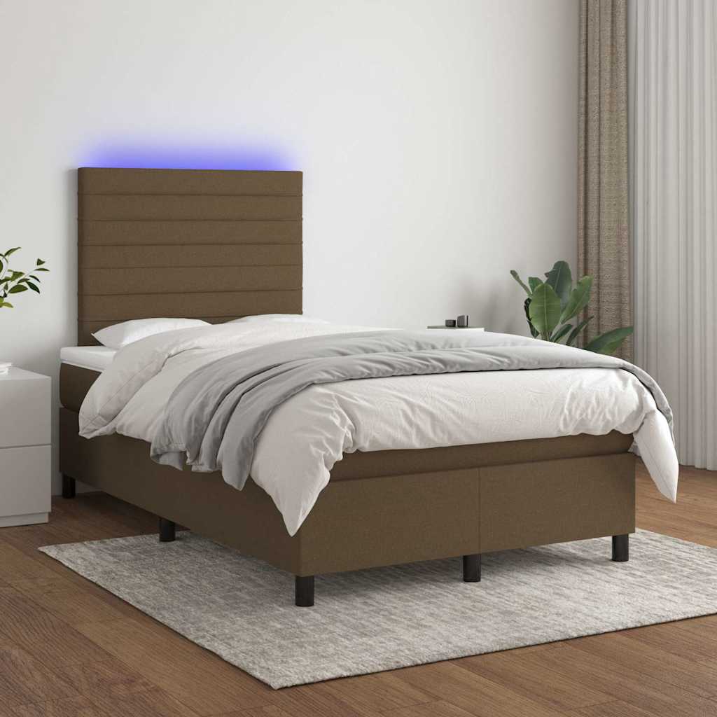 vidaXL Boxspring met matras en LED stof donkergrijs 100x200 cm