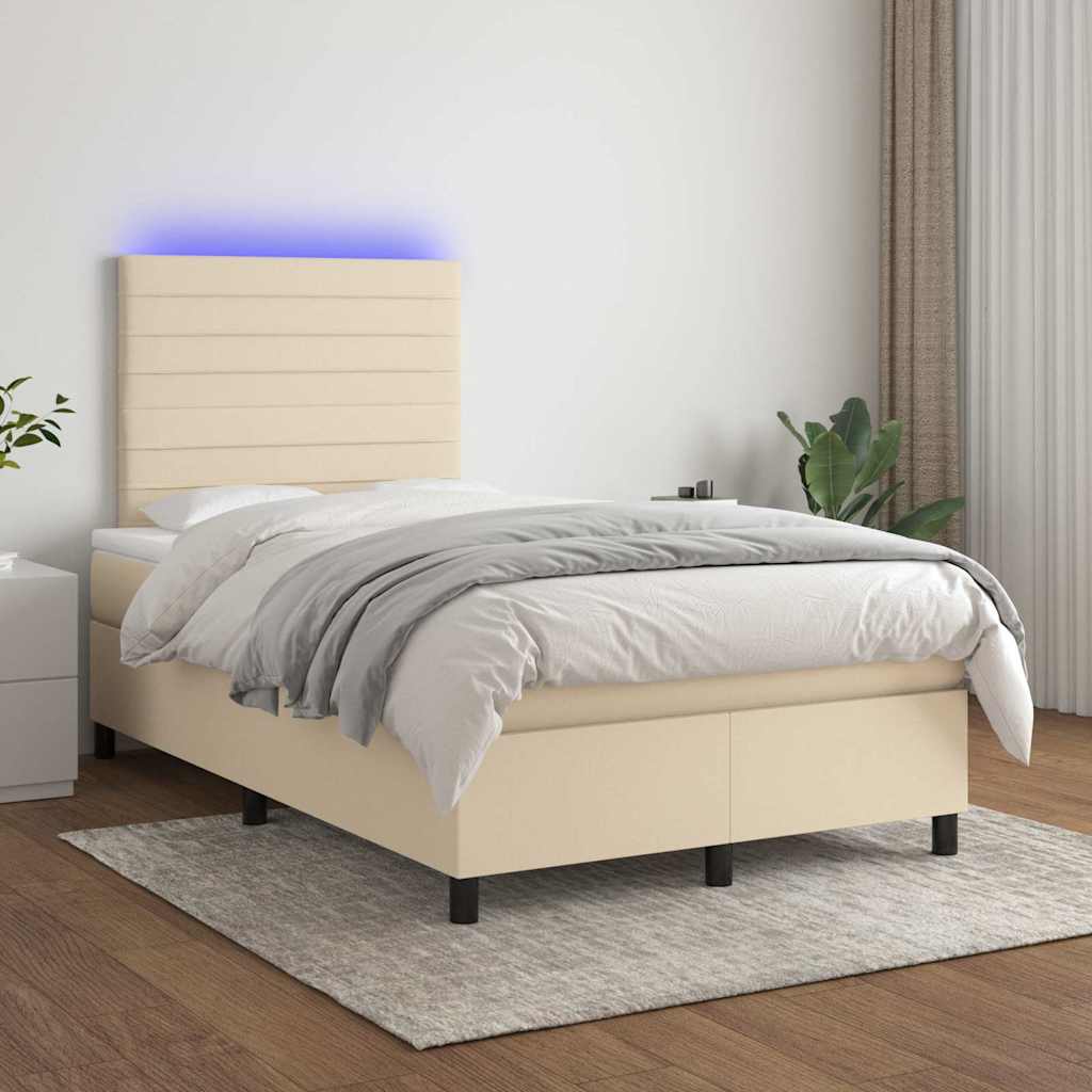 vidaXL Boxspring met matras en LED stof donkergrijs 100x200 cm