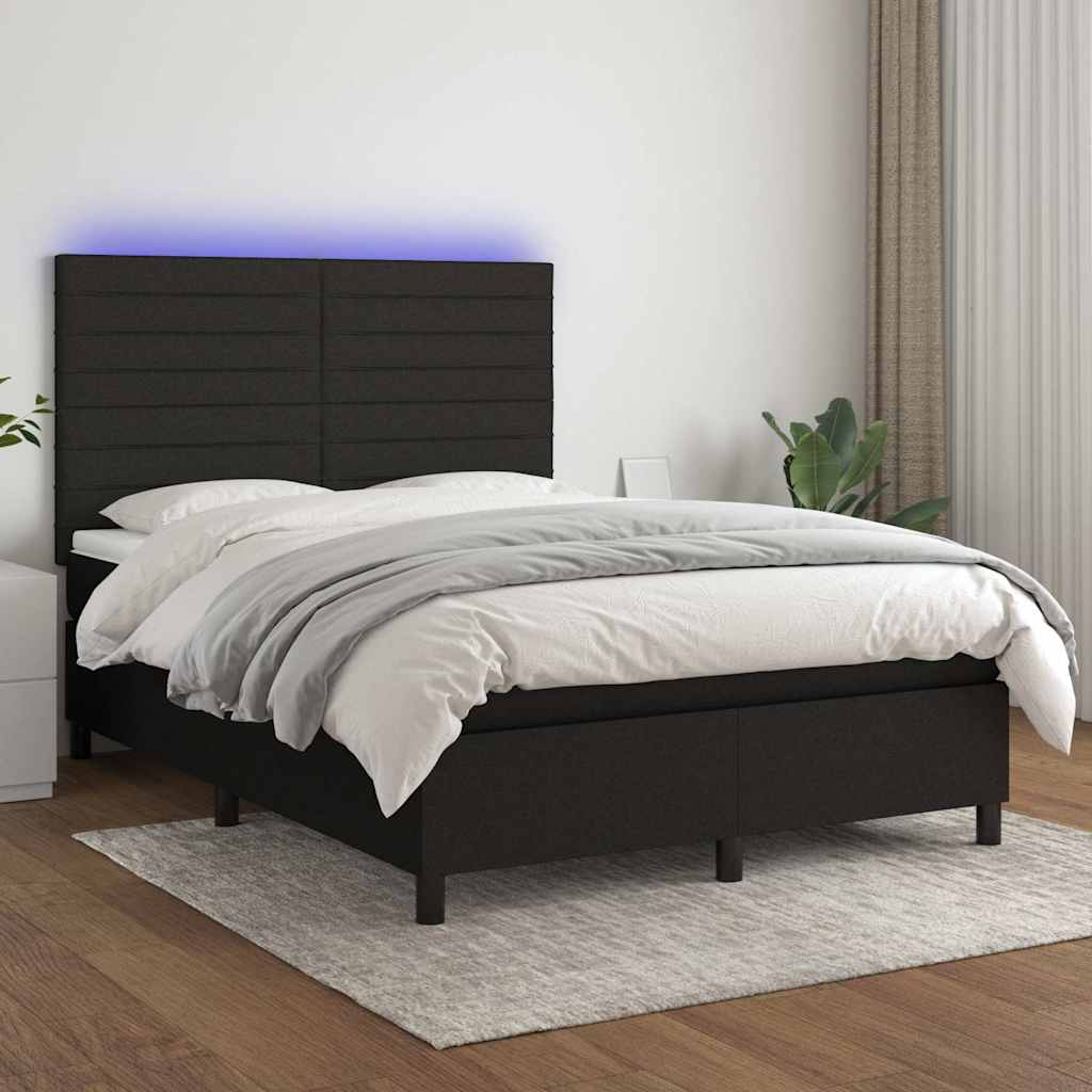 vidaXL Boxspring met matras en LED stof donkergrijs 100x200 cm
