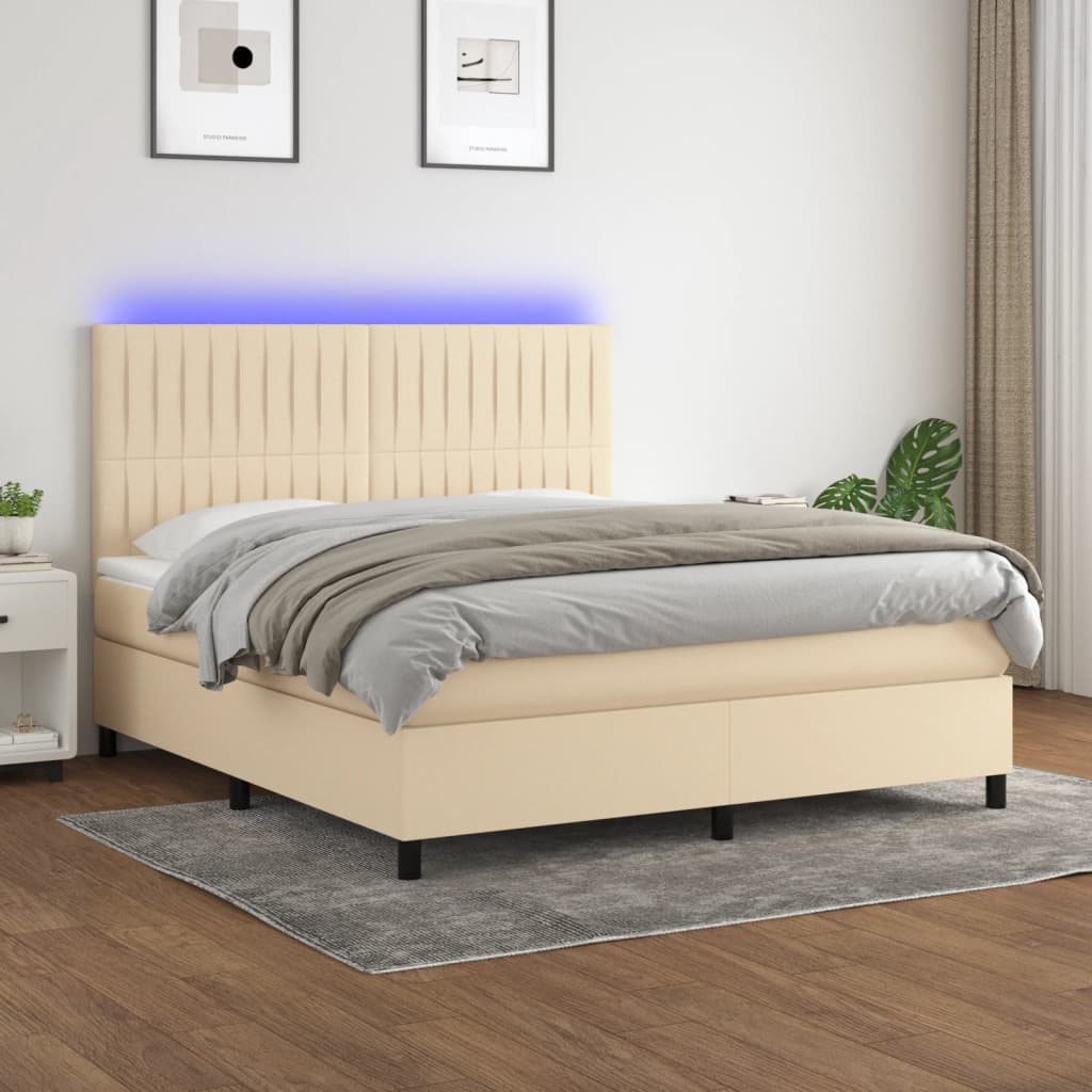 vidaXL Boxspring met matras en LED stof donkergrijs 100x200 cm