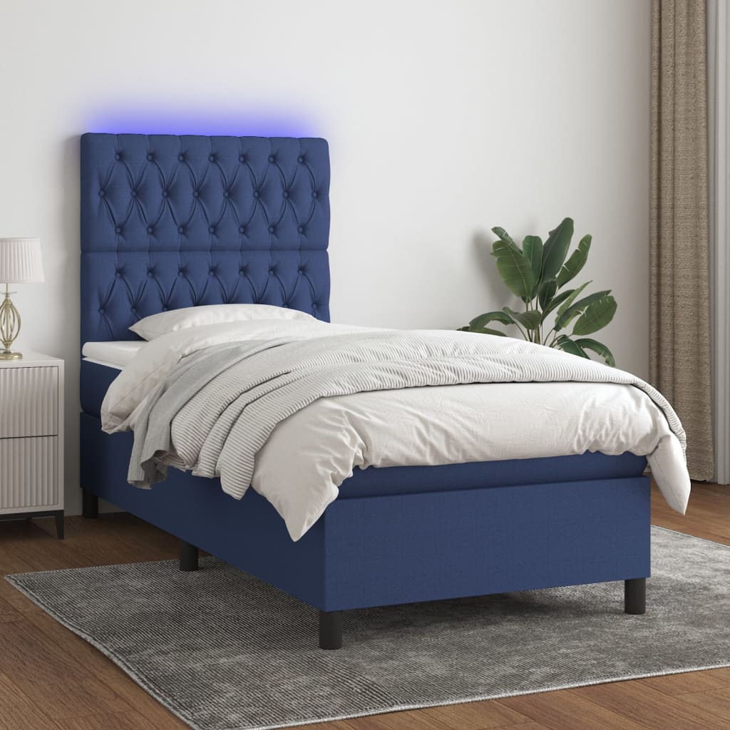 vidaXL Boxspring met matras en LED stof donkergrijs 100x200 cm