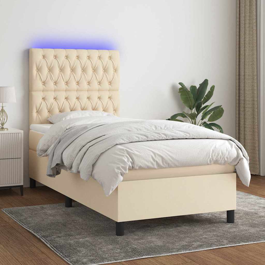 vidaXL Boxspring met matras en LED stof donkergrijs 100x200 cm
