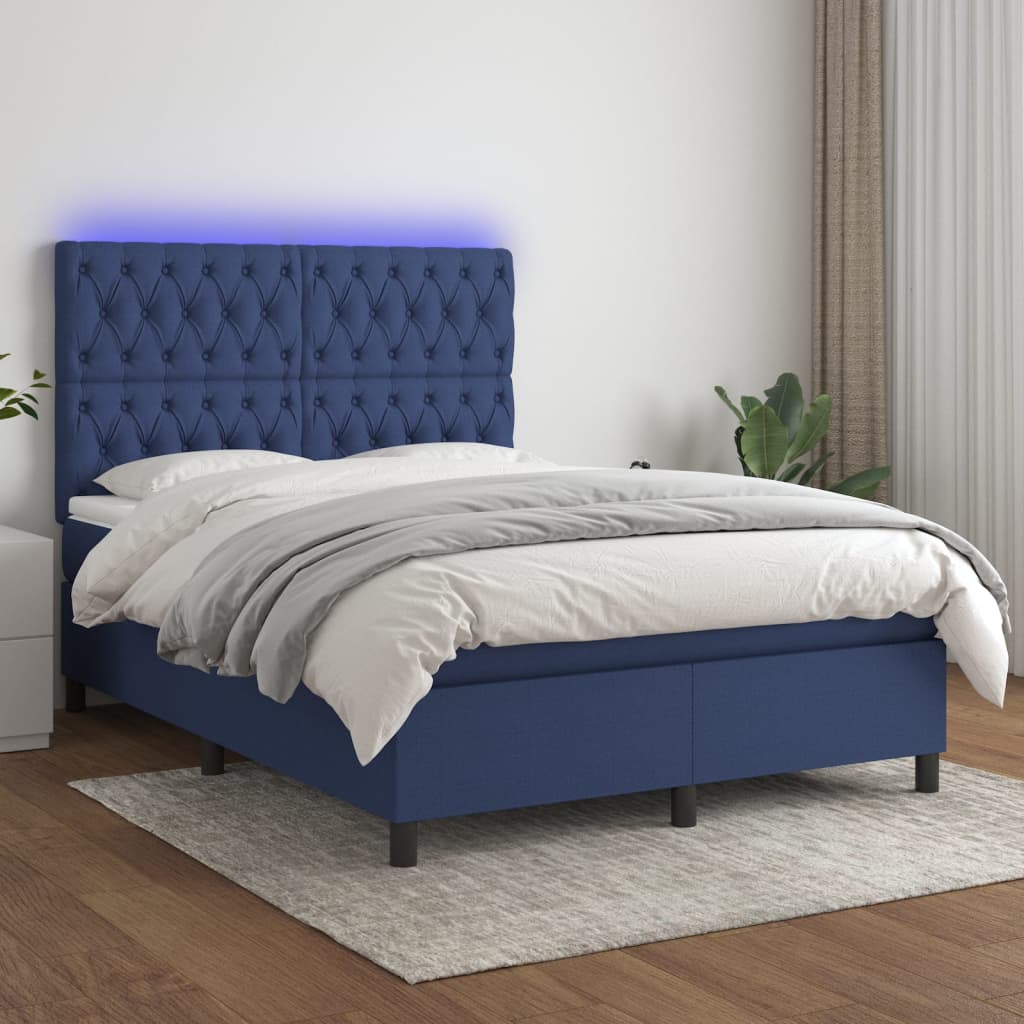 vidaXL Boxspring met matras en LED stof donkergrijs 100x200 cm