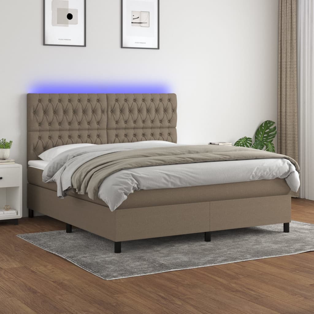 vidaXL Boxspring met matras en LED stof donkergrijs 100x200 cm