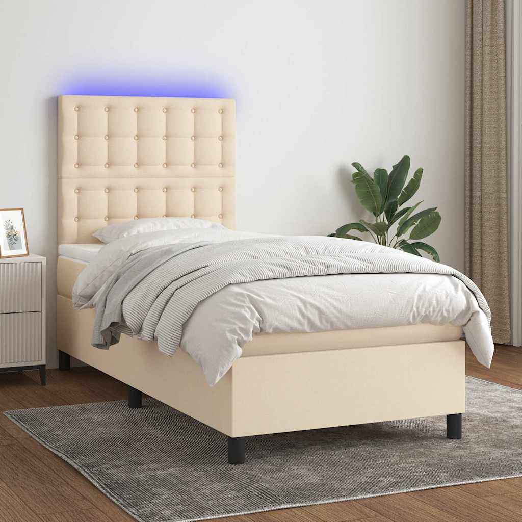 vidaXL Boxspring met matras en LED stof donkergrijs 100x200 cm