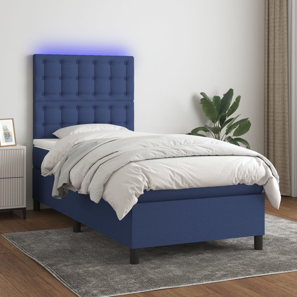 vidaXL Boxspring met matras en LED stof donkergrijs 100x200 cm