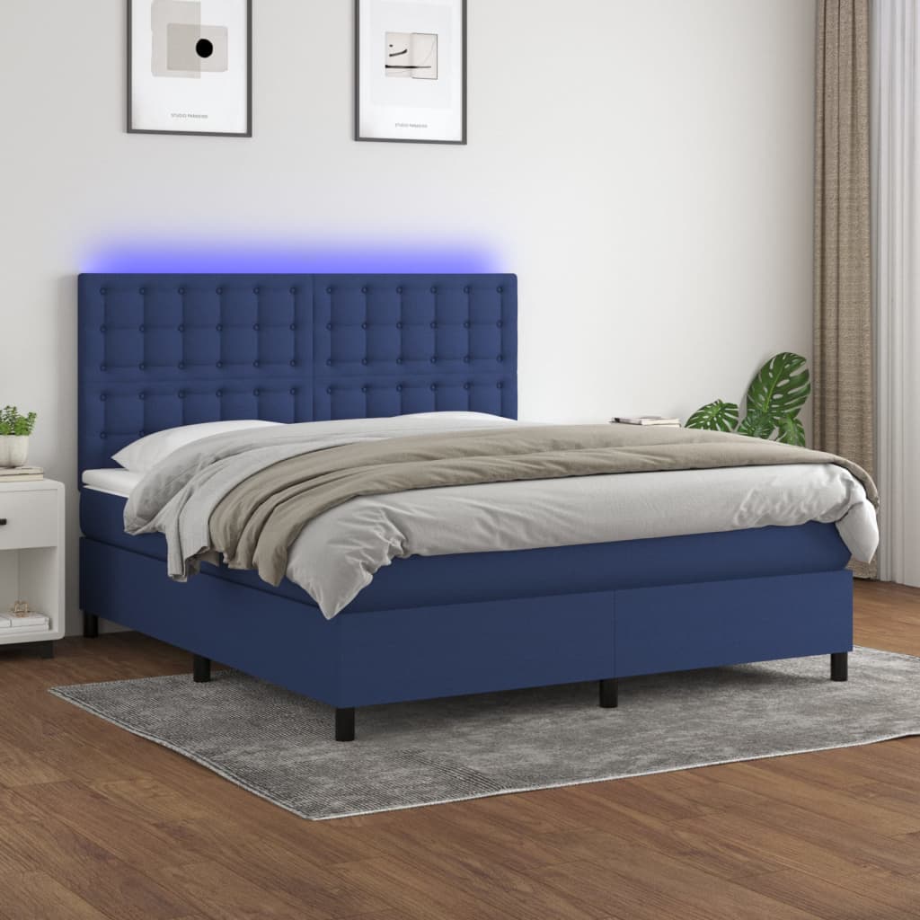 vidaXL Boxspring met matras en LED stof donkergrijs 100x200 cm