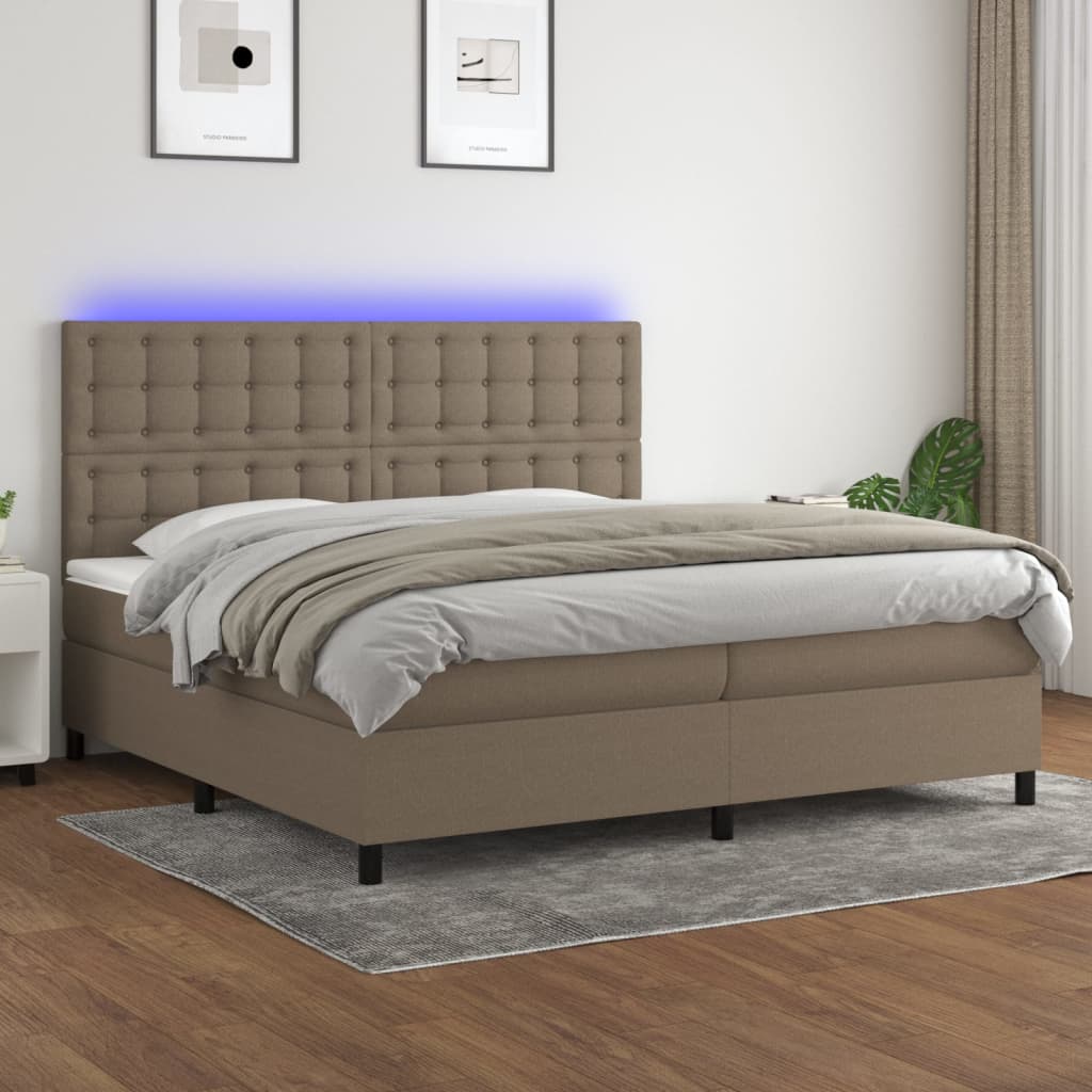 vidaXL Boxspring met matras en LED stof donkergrijs 100x200 cm