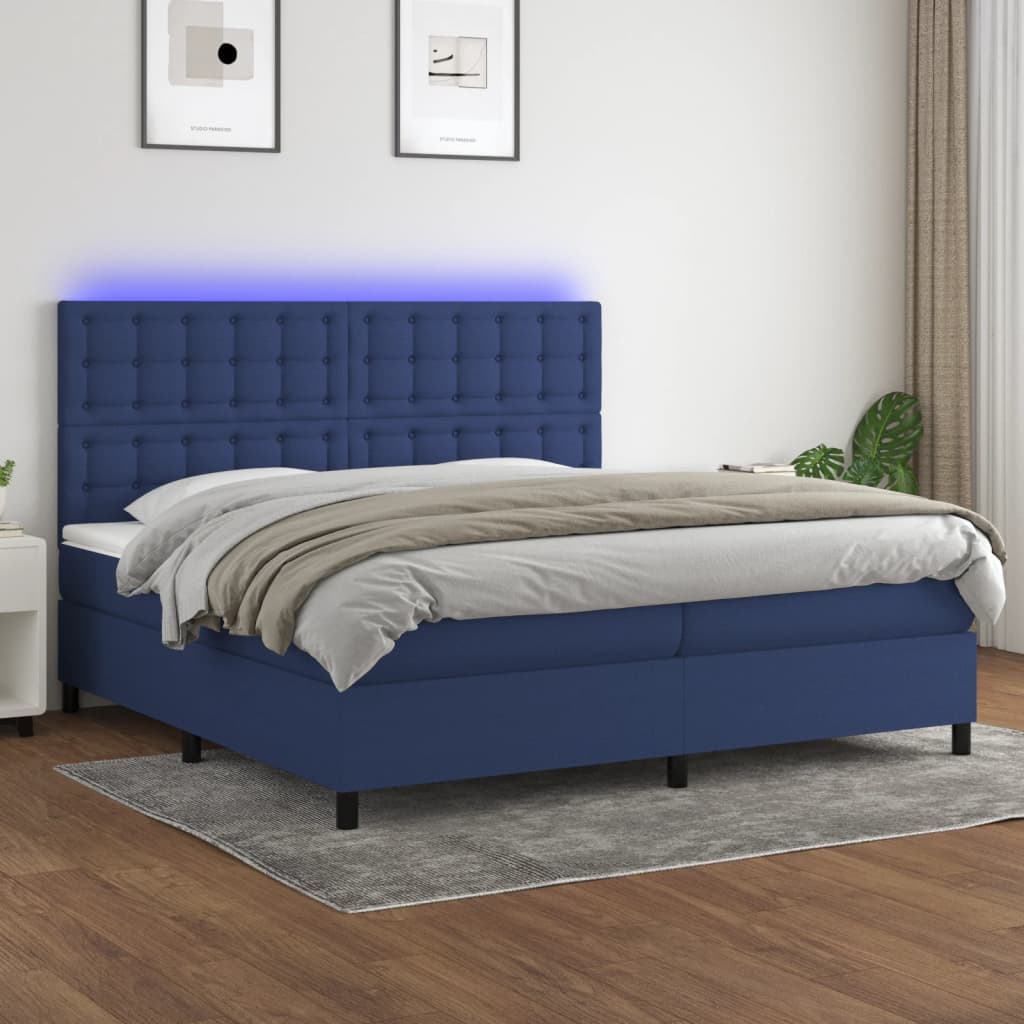 vidaXL Boxspring met matras en LED stof donkergrijs 100x200 cm