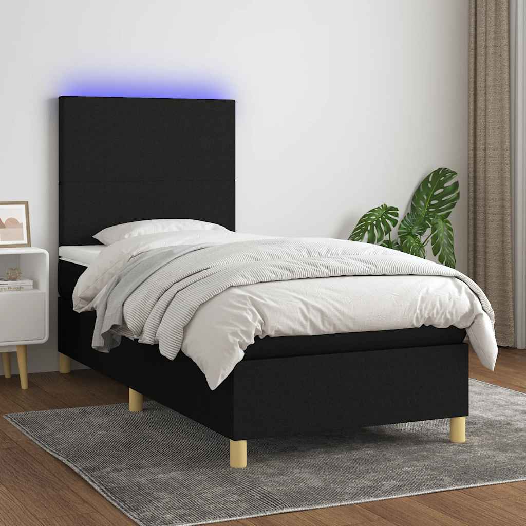 vidaXL Boxspring met matras en LED stof crèmekleurig 140x200 cm