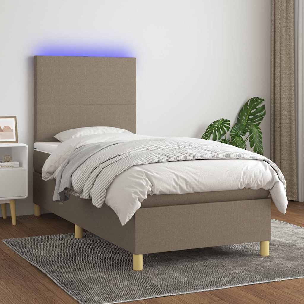 vidaXL Boxspring met matras en LED stof crèmekleurig 140x200 cm