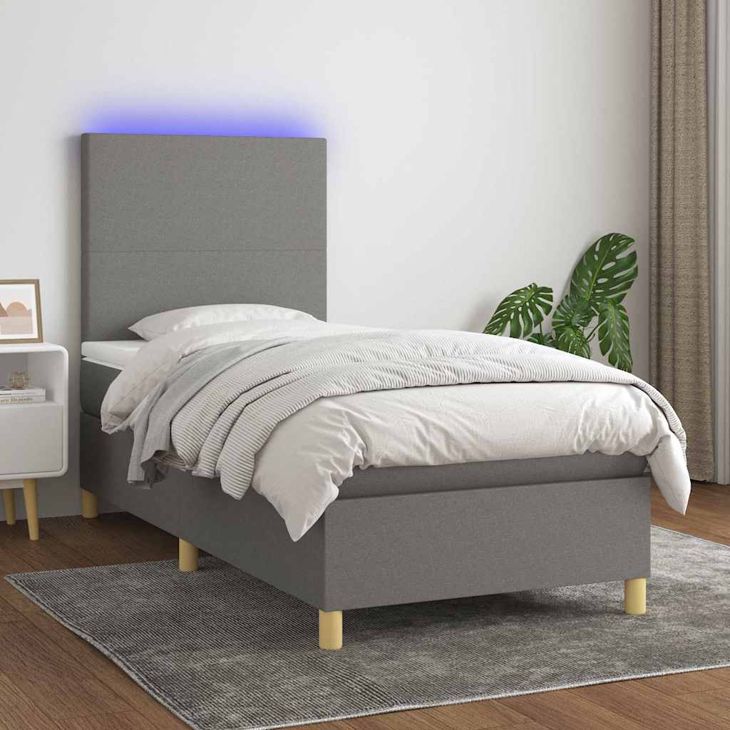 vidaXL Boxspring met matras en LED stof crèmekleurig 140x200 cm