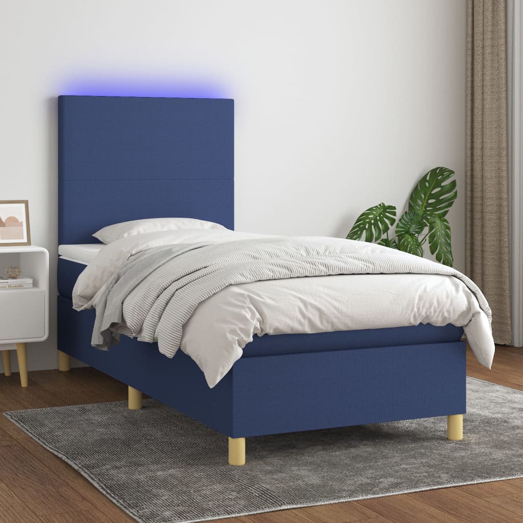 vidaXL Boxspring met matras en LED stof crèmekleurig 140x200 cm