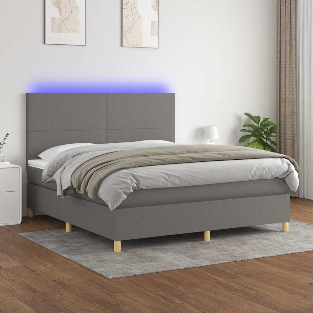 vidaXL Boxspring met matras en LED stof crèmekleurig 140x200 cm