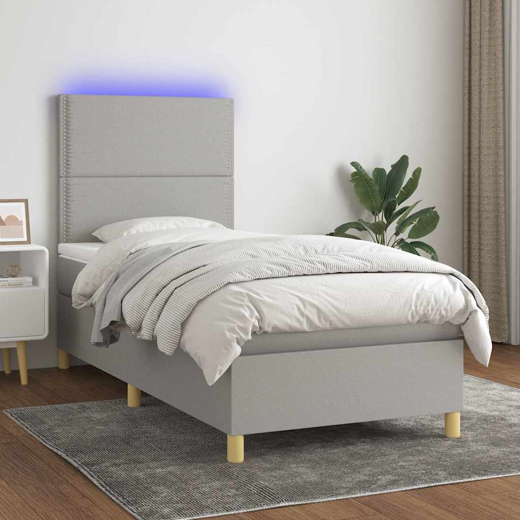 vidaXL Boxspring met matras en LED stof crèmekleurig 140x200 cm