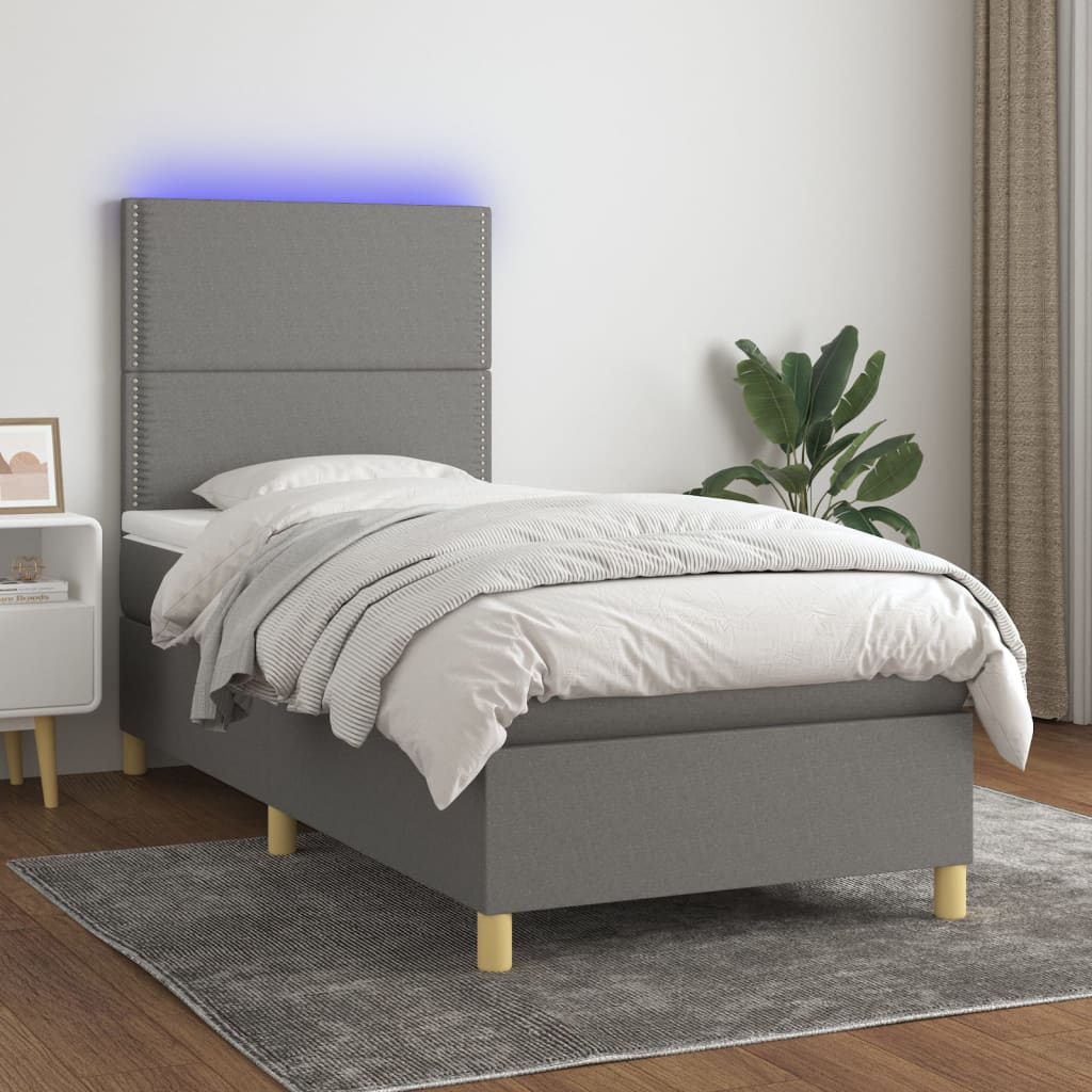 vidaXL Boxspring met matras en LED stof crèmekleurig 140x200 cm