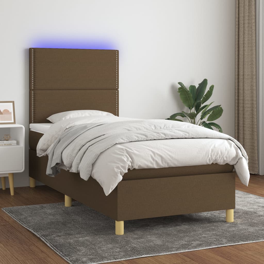 vidaXL Boxspring met matras en LED stof crèmekleurig 140x200 cm