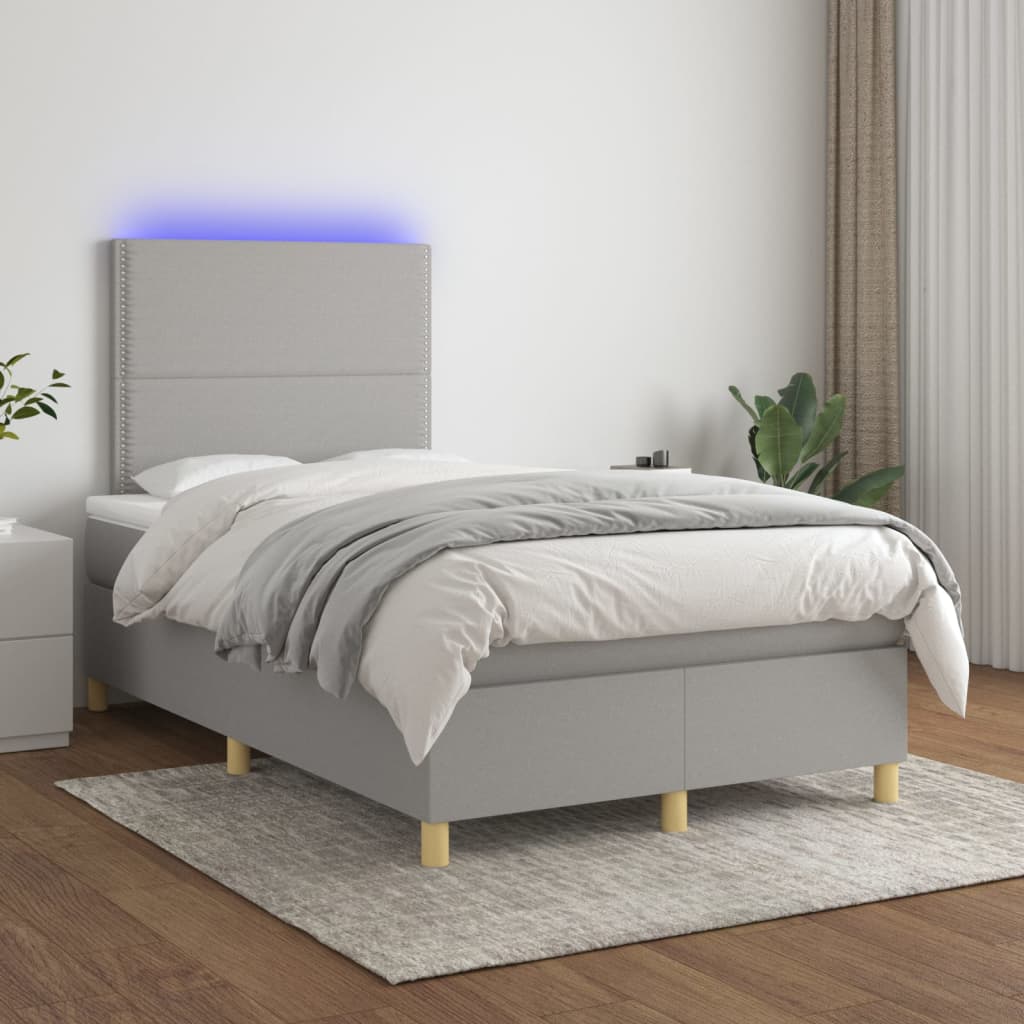 vidaXL Boxspring met matras en LED stof crèmekleurig 140x200 cm