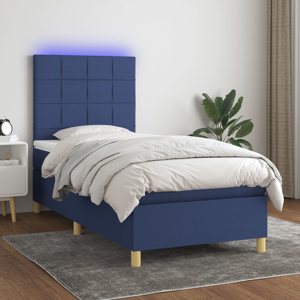 vidaXL Boxspring met matras en LED stof crèmekleurig 140x200 cm