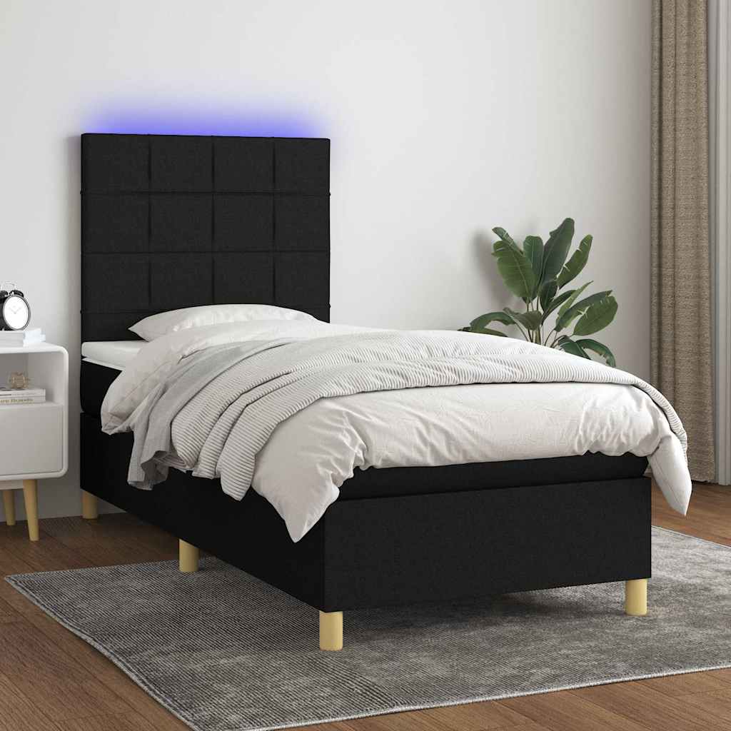 vidaXL Boxspring met matras en LED stof crèmekleurig 140x200 cm