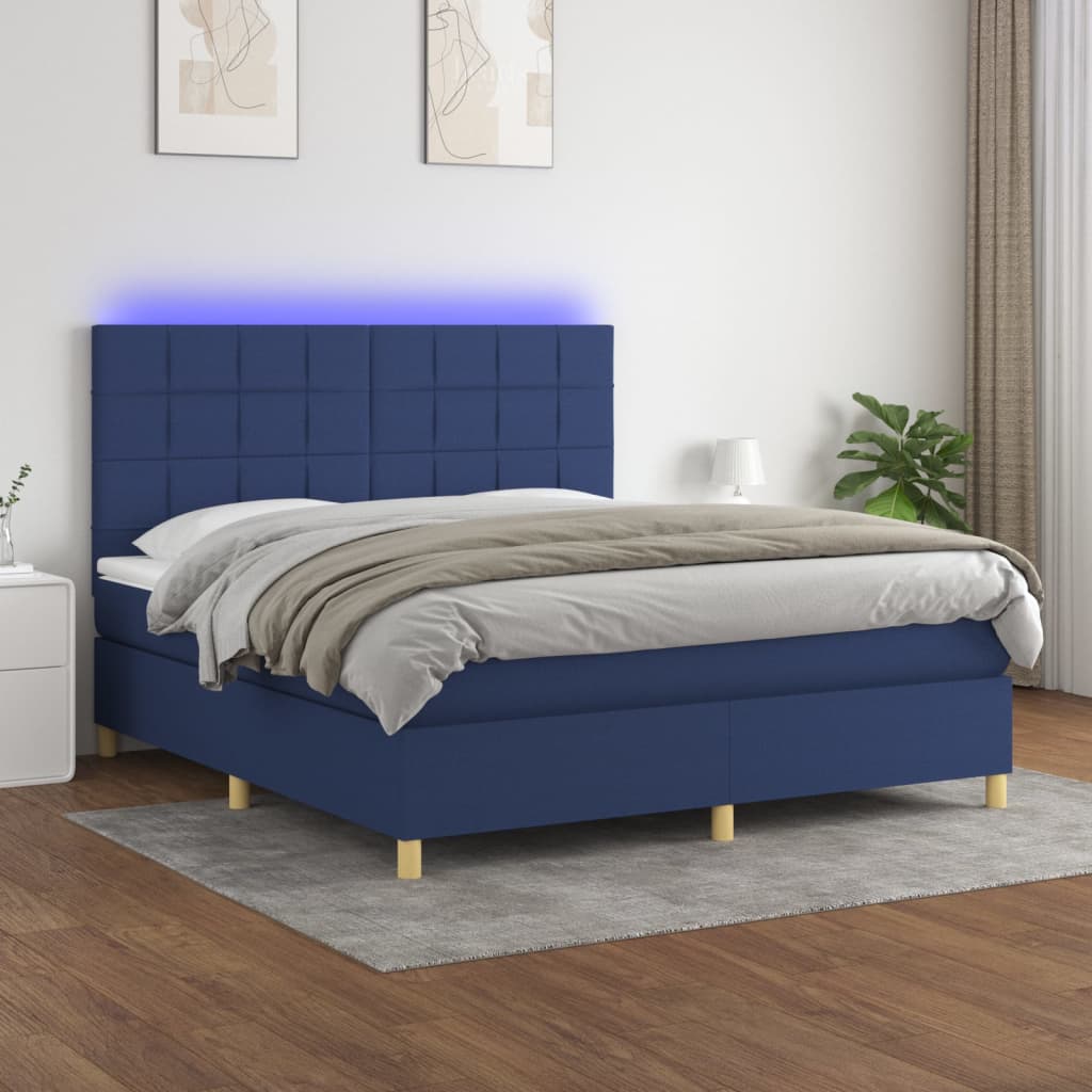 vidaXL Boxspring met matras en LED stof crèmekleurig 140x200 cm