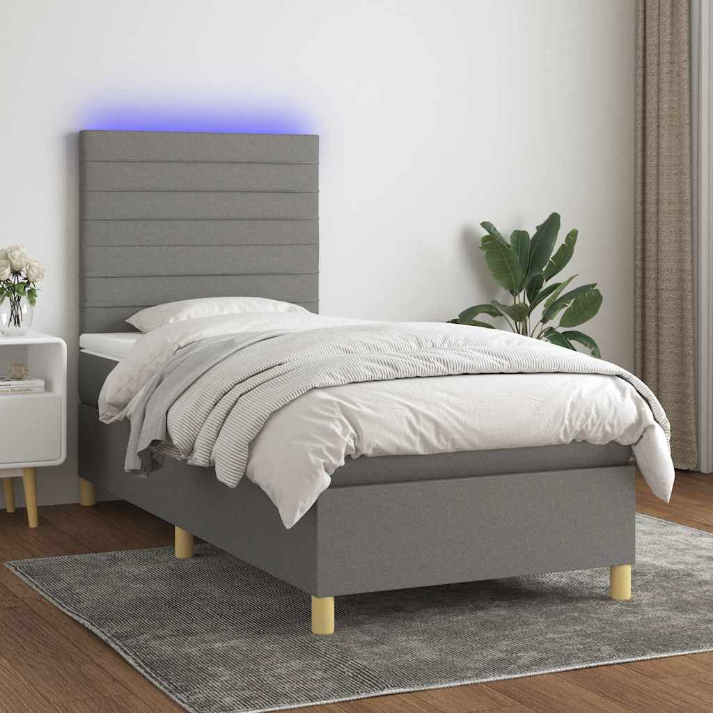 vidaXL Boxspring met matras en LED stof crèmekleurig 140x200 cm