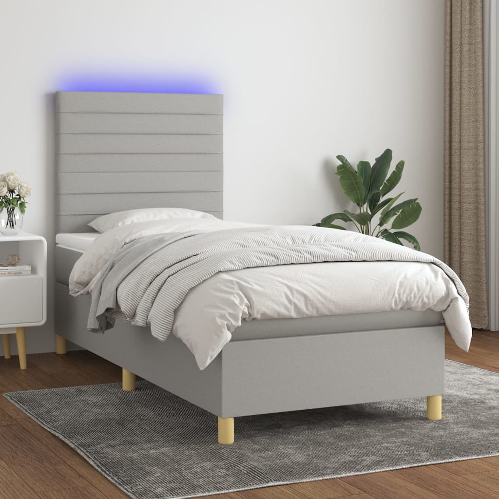 vidaXL Boxspring met matras en LED stof crèmekleurig 140x200 cm