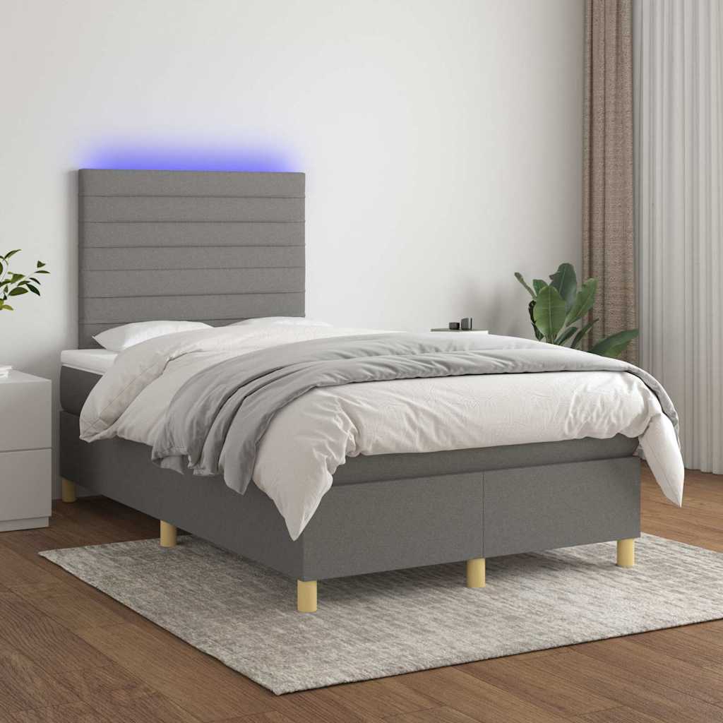 vidaXL Boxspring met matras en LED stof crèmekleurig 140x200 cm