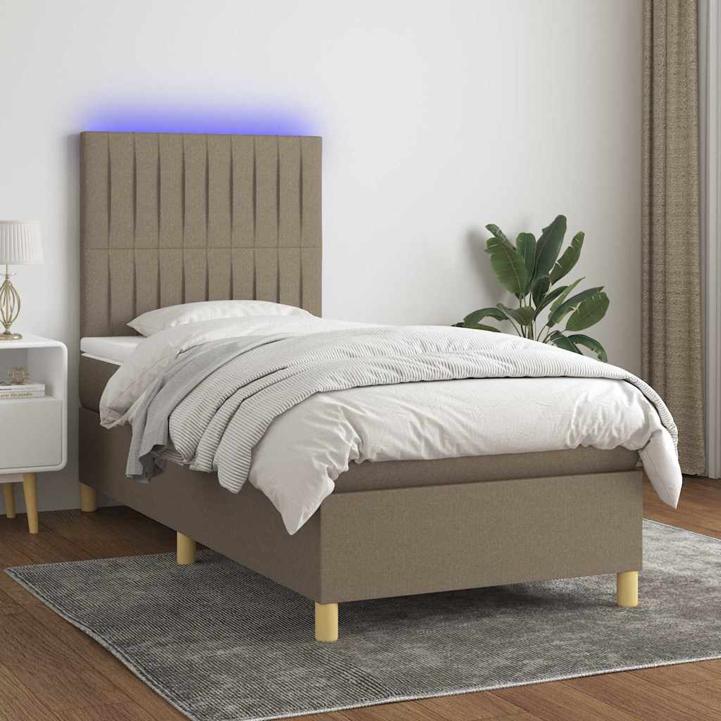 vidaXL Boxspring met matras en LED stof crèmekleurig 140x200 cm
