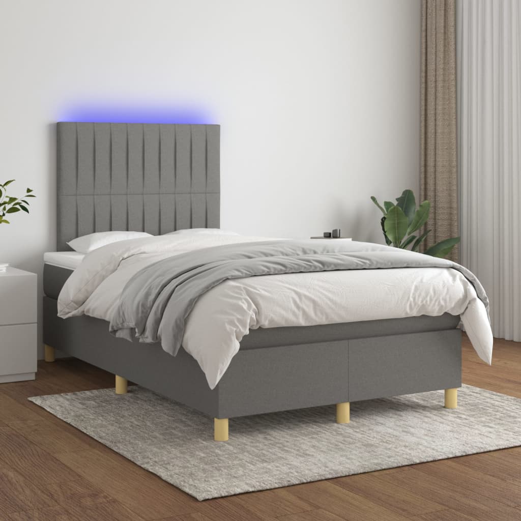 vidaXL Boxspring met matras en LED stof crèmekleurig 140x200 cm