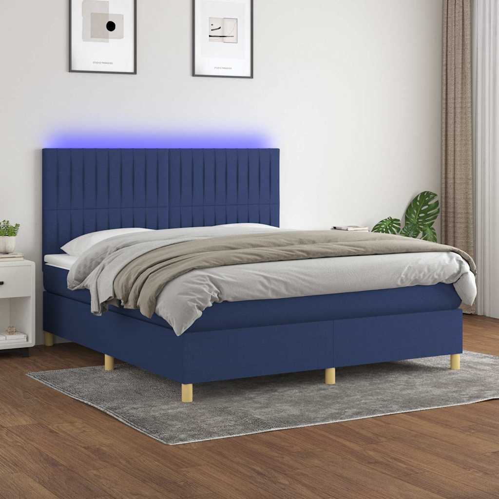 vidaXL Boxspring met matras en LED stof crèmekleurig 140x200 cm