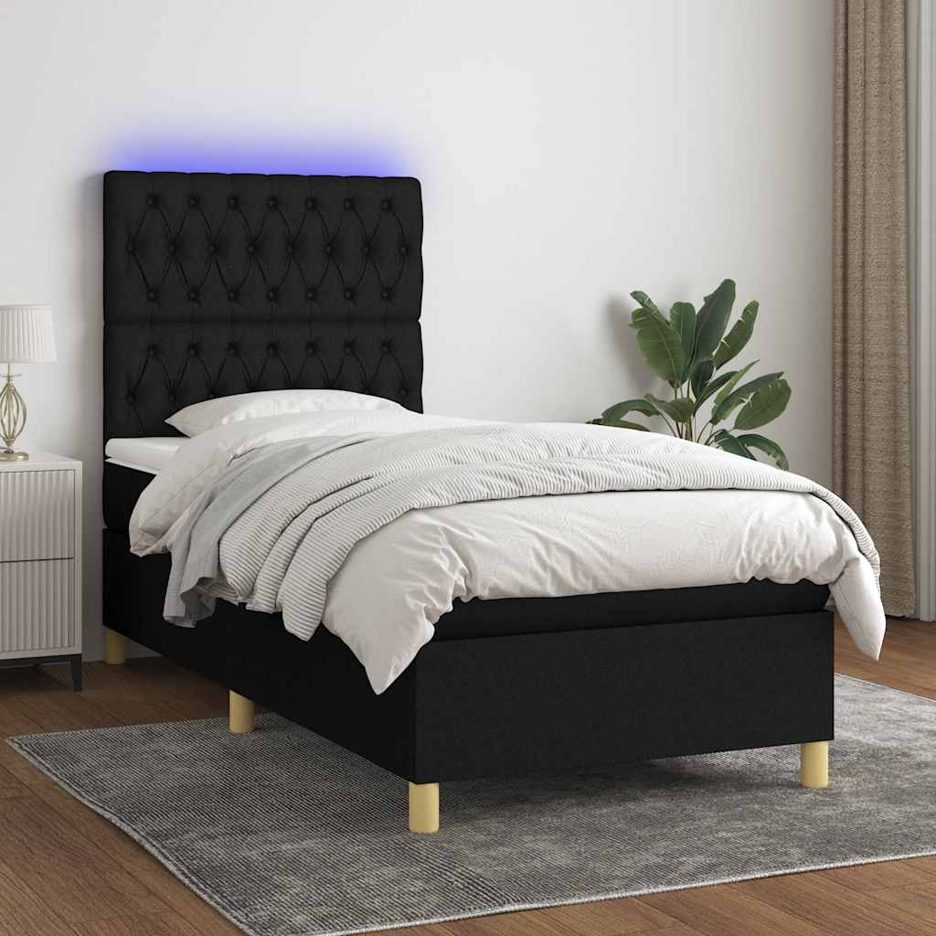 vidaXL Boxspring met matras en LED stof crèmekleurig 140x200 cm
