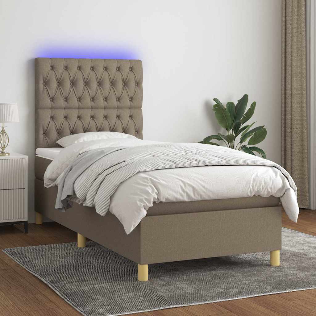 vidaXL Boxspring met matras en LED stof crèmekleurig 140x200 cm