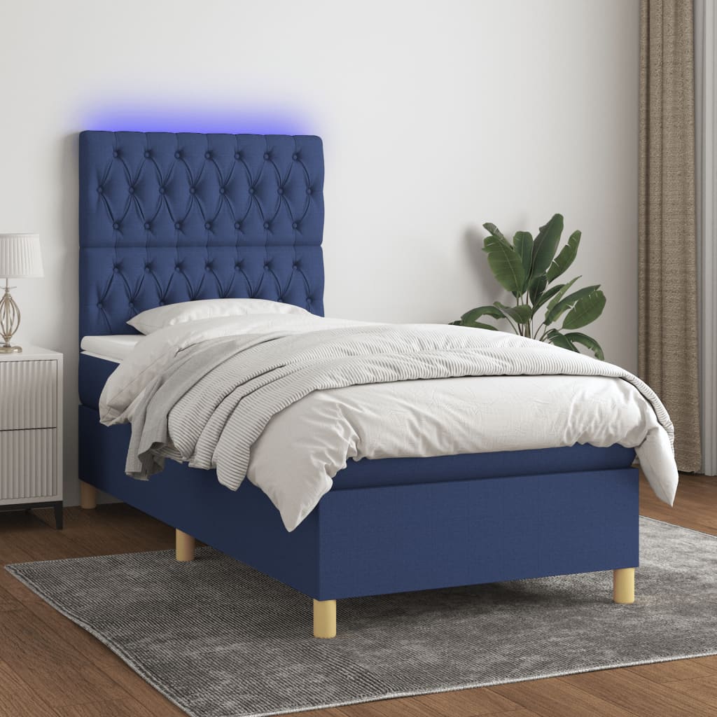 vidaXL Boxspring met matras en LED stof crèmekleurig 140x200 cm