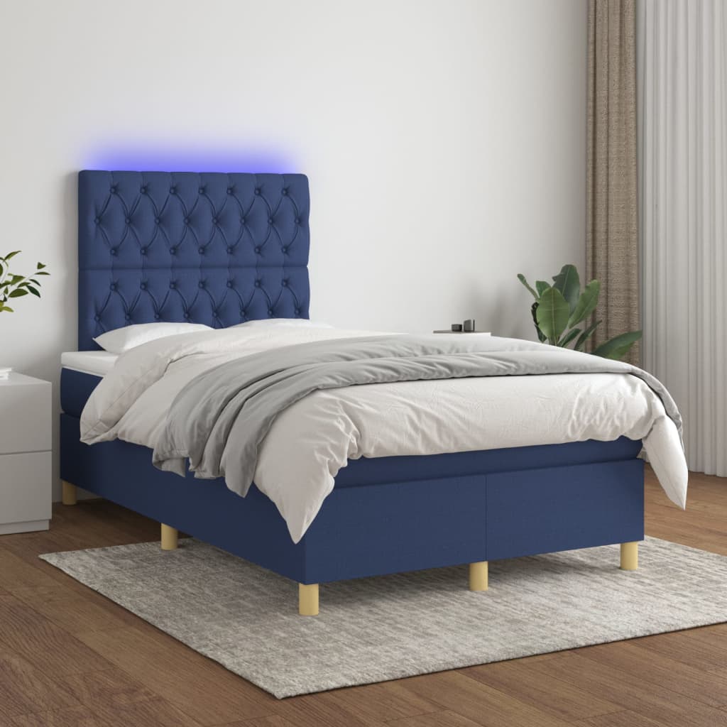 vidaXL Boxspring met matras en LED stof crèmekleurig 140x200 cm