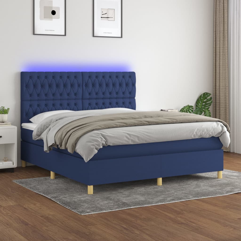 vidaXL Boxspring met matras en LED stof crèmekleurig 140x200 cm