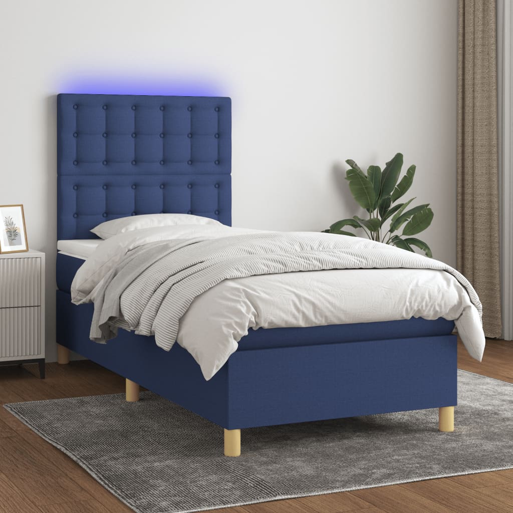 vidaXL Boxspring met matras en LED stof crèmekleurig 140x200 cm