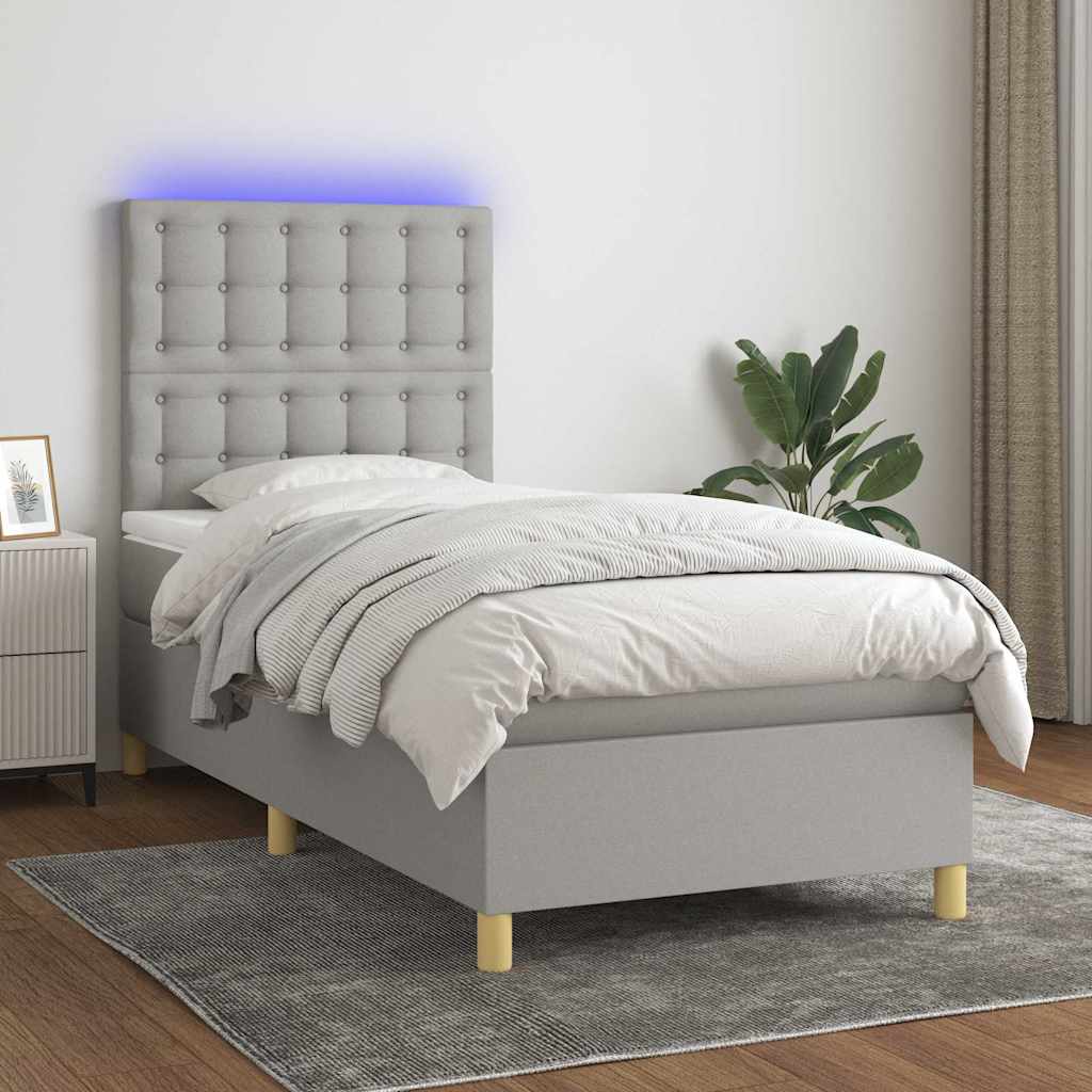 vidaXL Boxspring met matras en LED stof crèmekleurig 140x200 cm