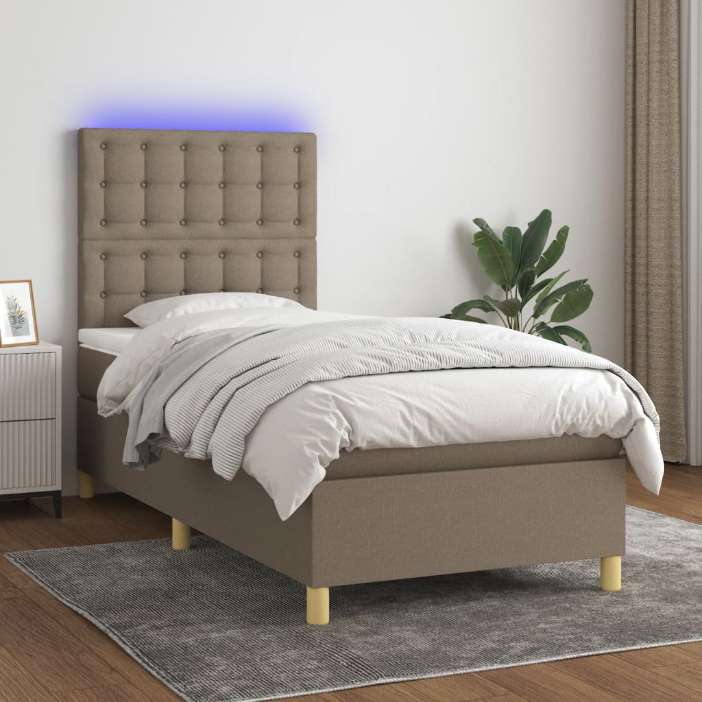 vidaXL Boxspring met matras en LED stof crèmekleurig 140x200 cm