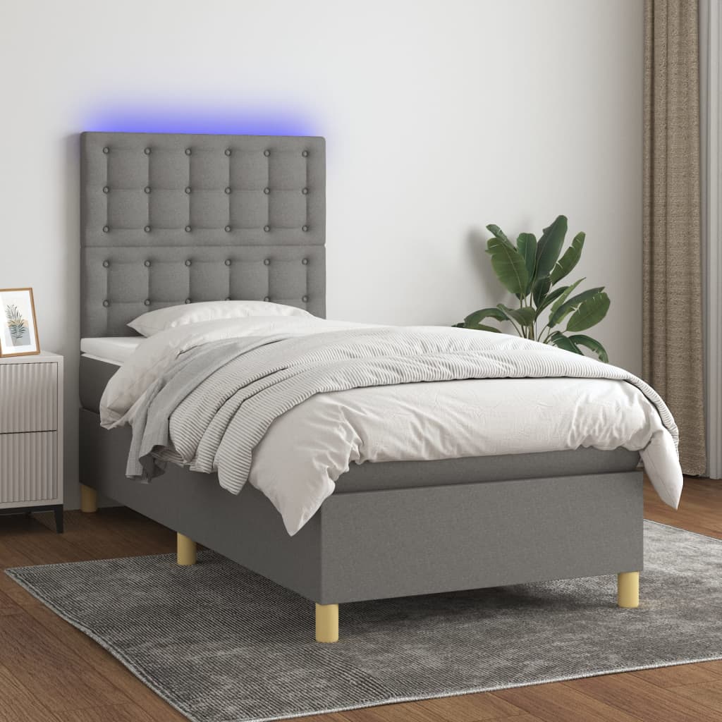vidaXL Boxspring met matras en LED stof crèmekleurig 140x200 cm