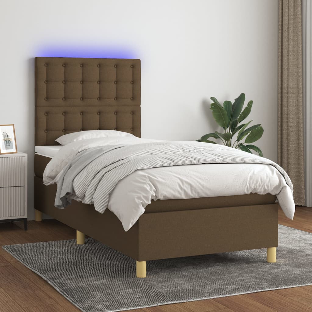 vidaXL Boxspring met matras en LED stof crèmekleurig 140x200 cm