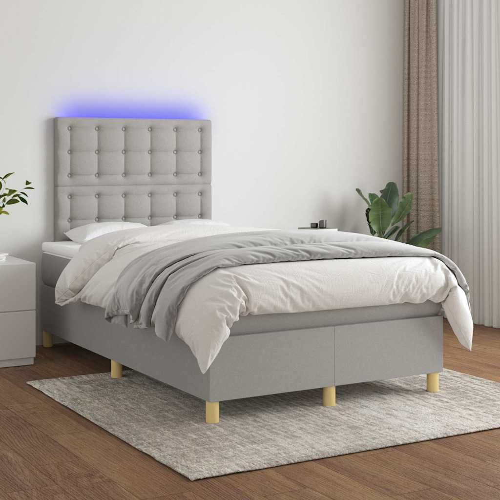 vidaXL Boxspring met matras en LED stof crèmekleurig 140x200 cm