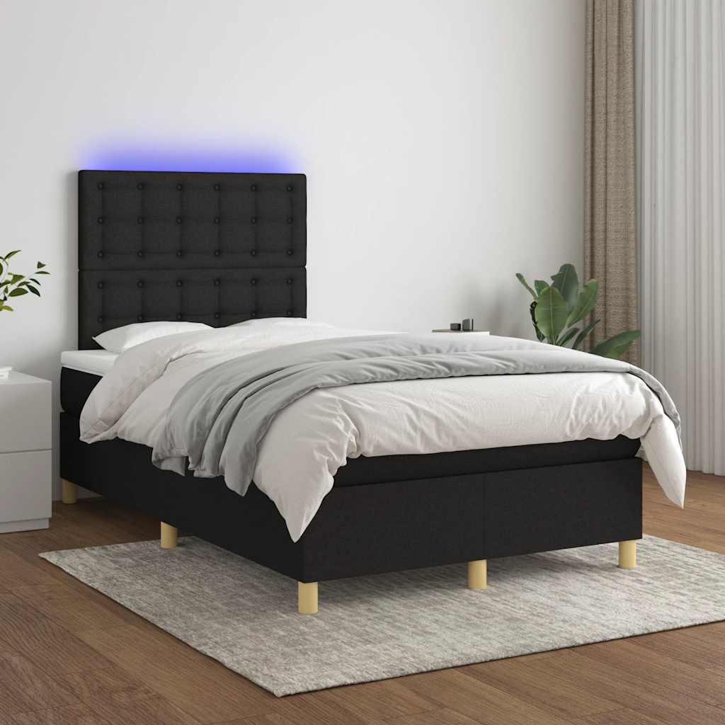 vidaXL Boxspring met matras en LED stof crèmekleurig 140x200 cm