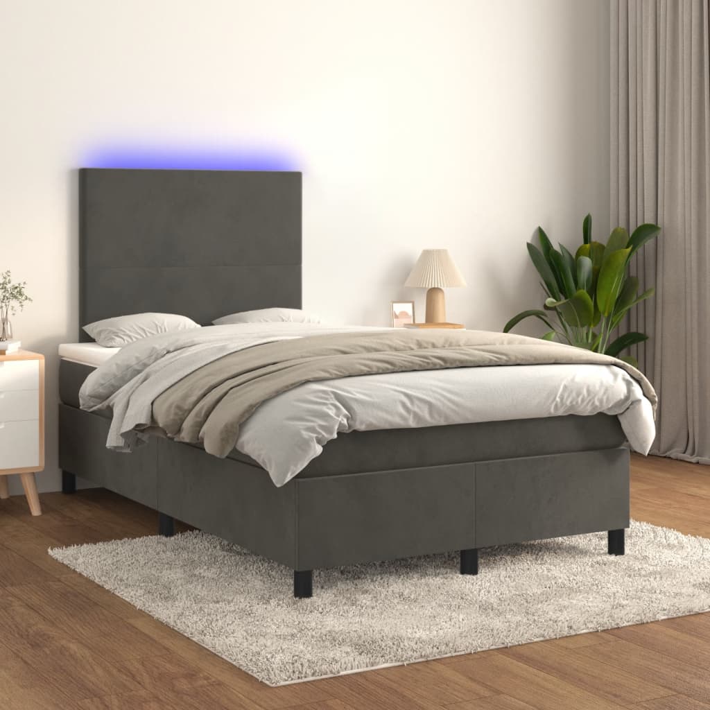vidaXL Boxspring met matras en LED fluweel roze 100x200 cm