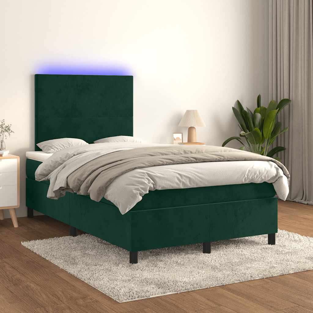 vidaXL Boxspring met matras en LED fluweel roze 100x200 cm