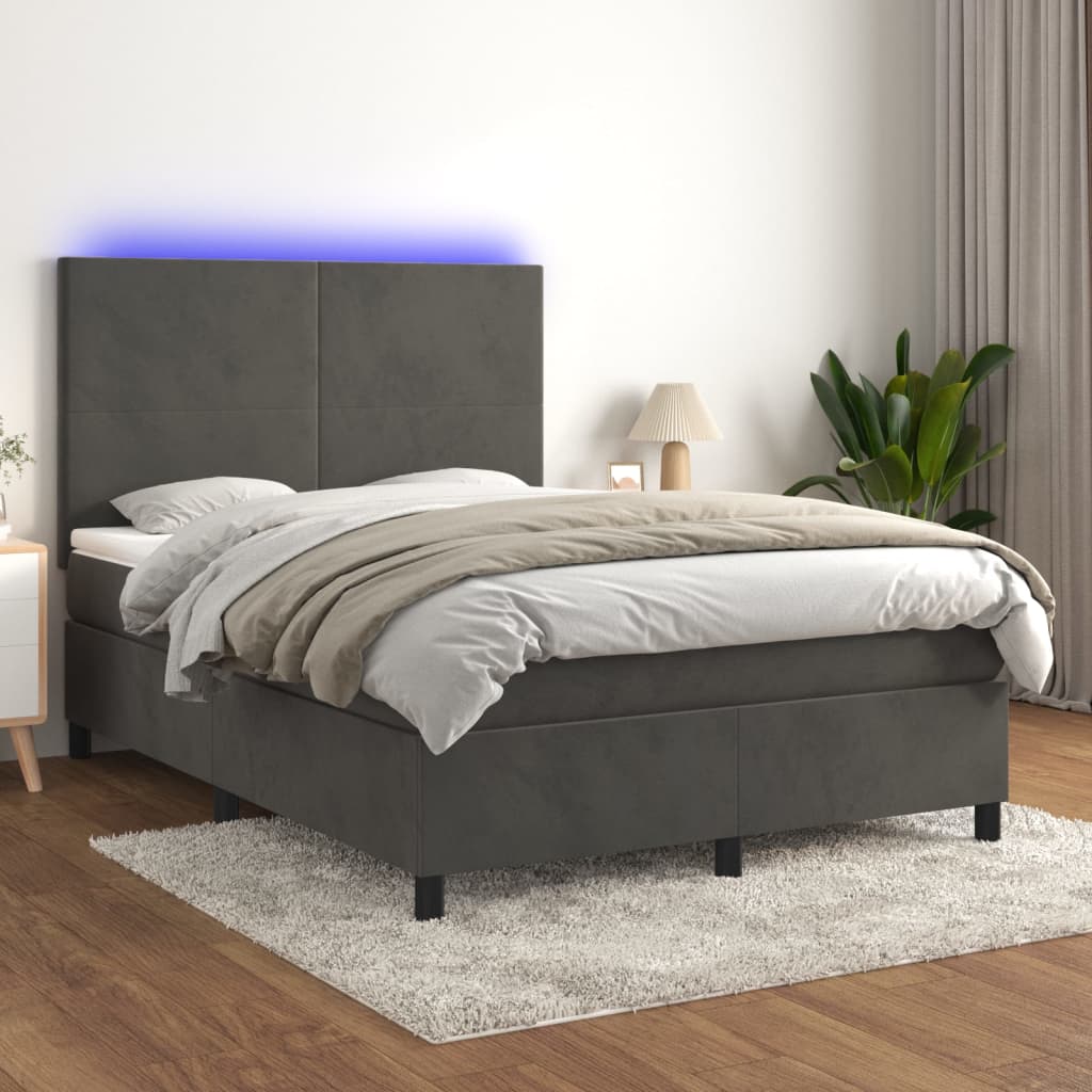 vidaXL Boxspring met matras en LED fluweel roze 100x200 cm