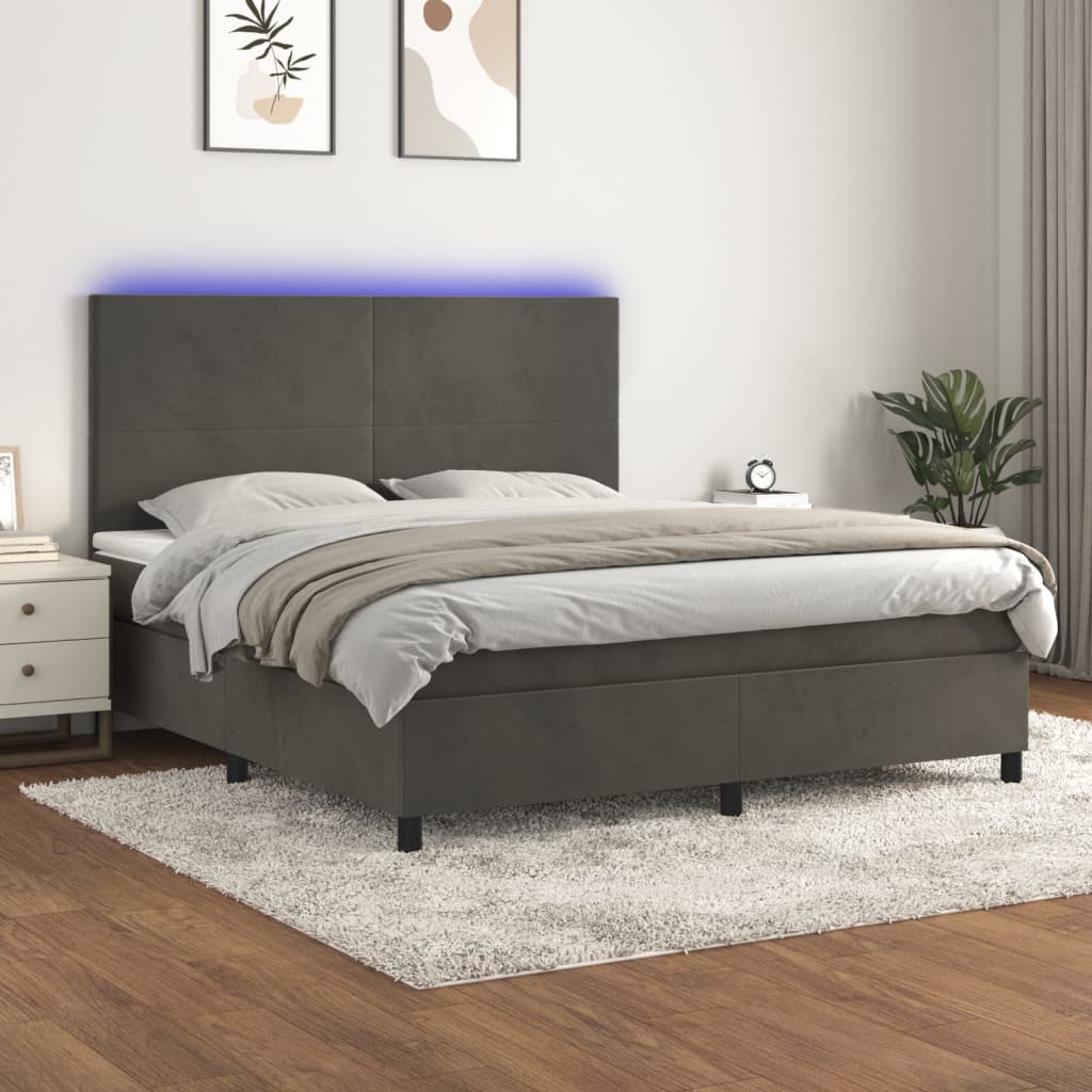 vidaXL Boxspring met matras en LED fluweel roze 100x200 cm