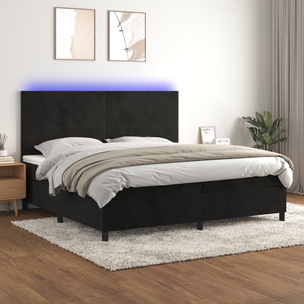 vidaXL Boxspring met matras en LED fluweel roze 100x200 cm