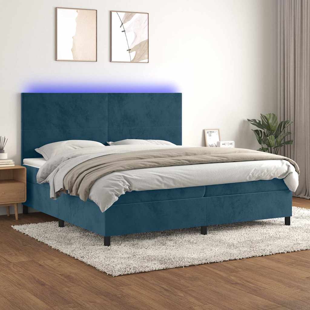 vidaXL Boxspring met matras en LED fluweel roze 100x200 cm